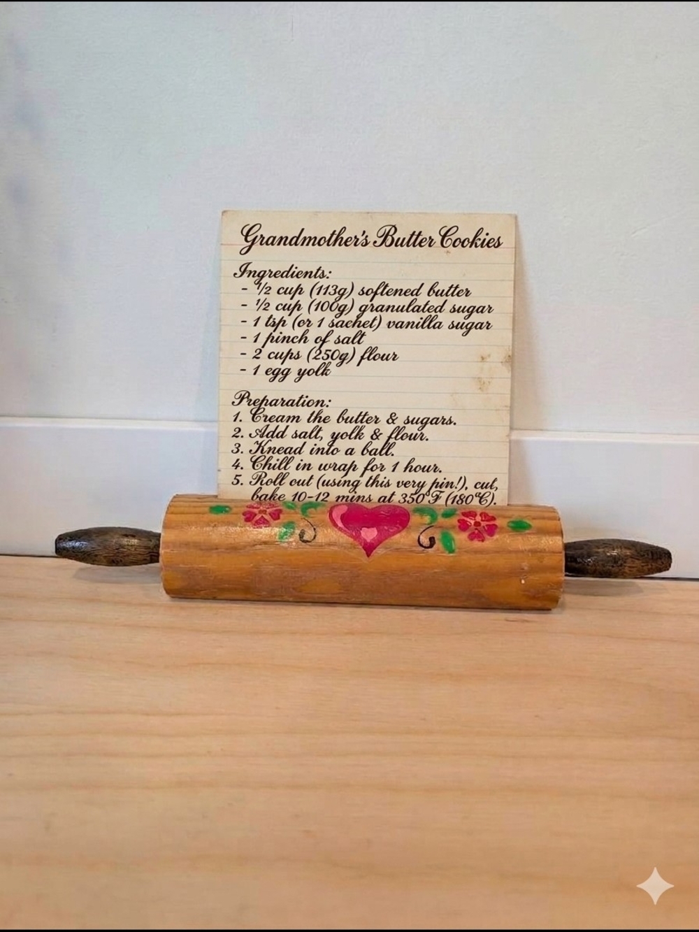 Vintage Wooden Rolling Pin Photo & Recipe Holder | Grandmacore